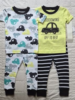 Carter's Yellow and Black Car Print Kids Matching Pajama Set